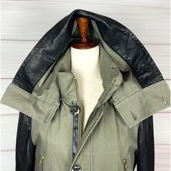 MACKAGE Montreal Zip Front Hooded Jacket with Leather Sleeves Removable Lining M - Picture 9 of 15